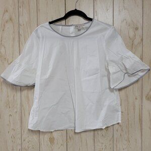 ELIANE ROSE white bell sleeve button blouse L